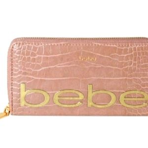 BEBE Fabiola Crocodile Stamped wallet dark blush